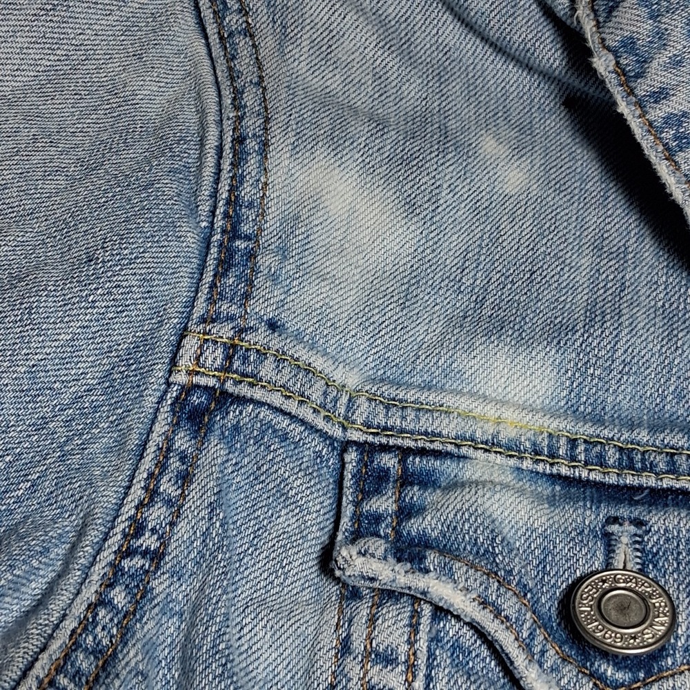 Gap 1969 Womens Light Wash Denim Trucker Jacket Size M Blue Stretch Cotton Blend - Picture 6 of 14